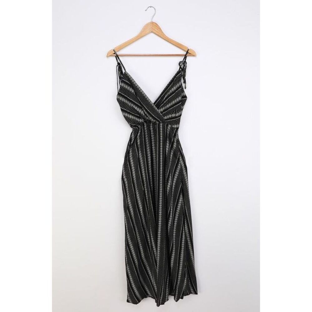 Lulus Bayside Breeze Black Multi Print Halter Maxi Dress - Size XS